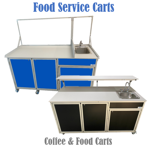 Food Service Cart with portable self-contained sink