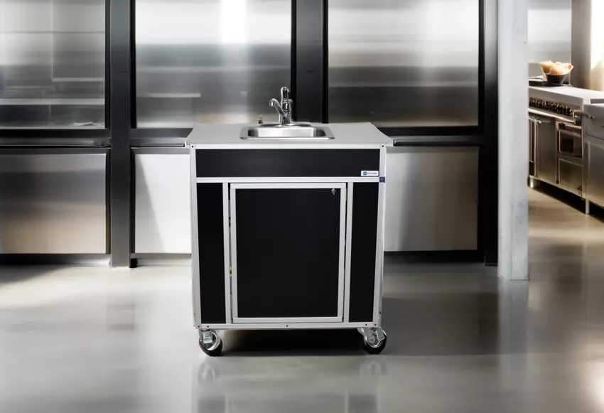 Black NS-009 portable sink in cooking space