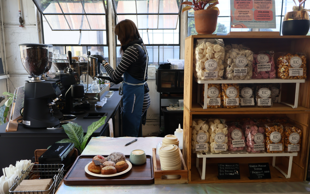 SoDo cafe setup with Monsam custom coffee cart and EC Confections